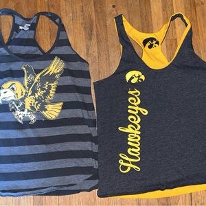 Women Hawkeyes Striped Tank Tops - Black and Yellow
